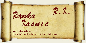 Ranko Kosnić vizit kartica